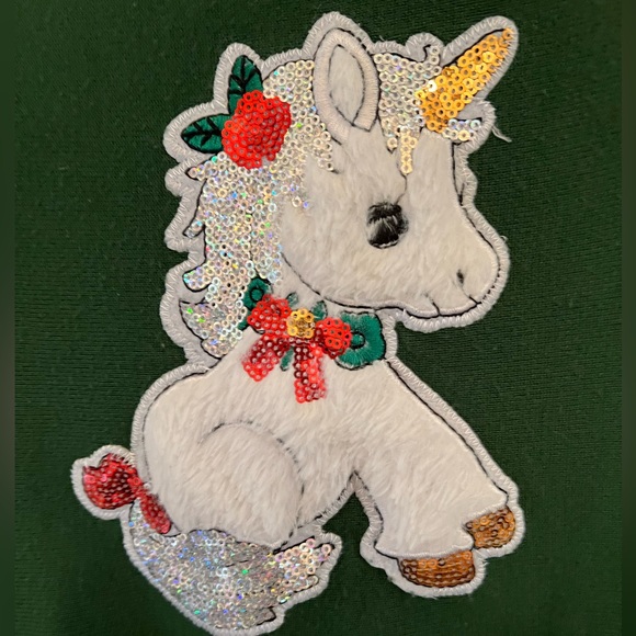 Beautiful Unicorn Holiday Sweater Dress Excellent Condition size 4/5 - Picture 2 of 5